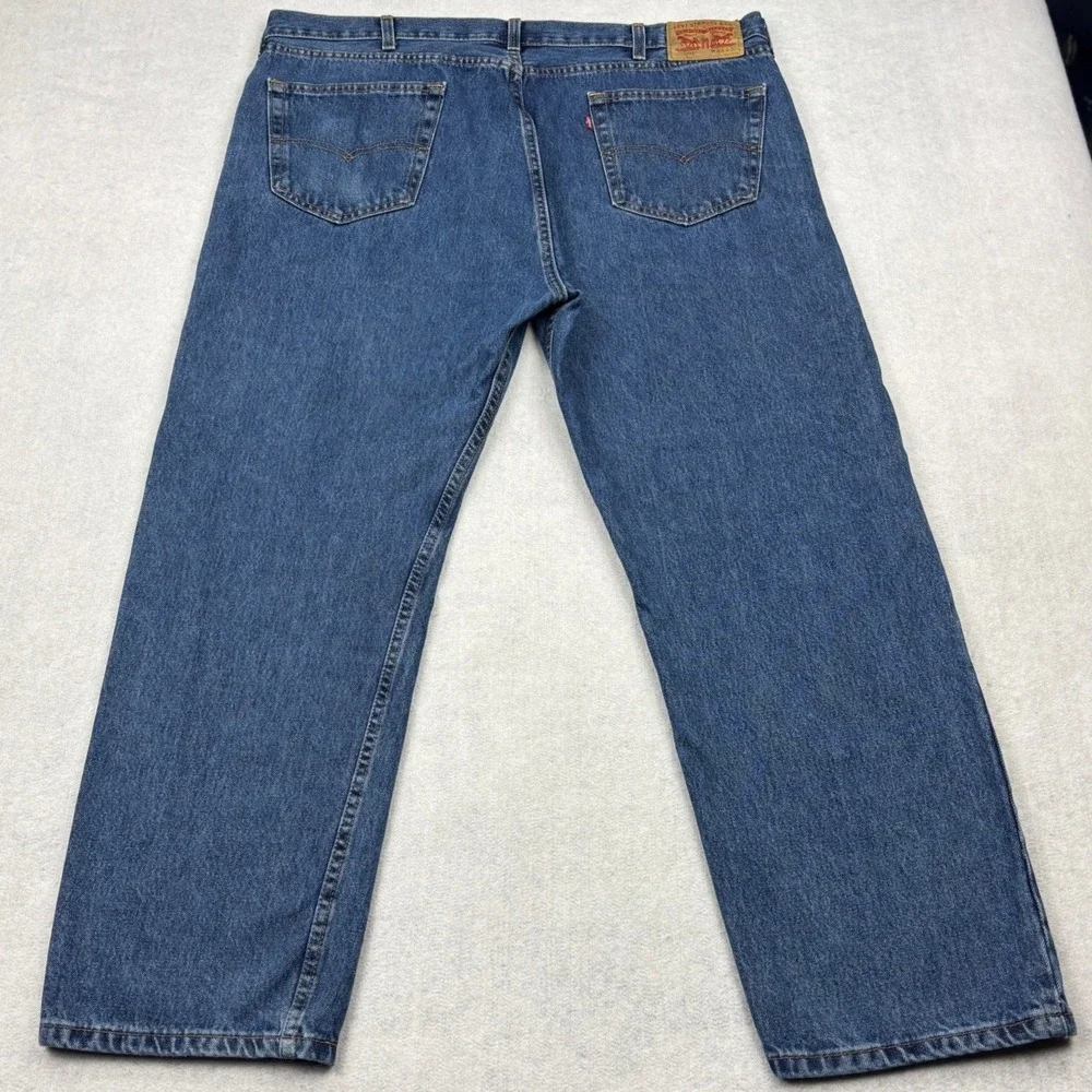 Levis 505 Mens 44x30 Regular Fit Straight Leg Medium Wash Blue Denim Jeans 44